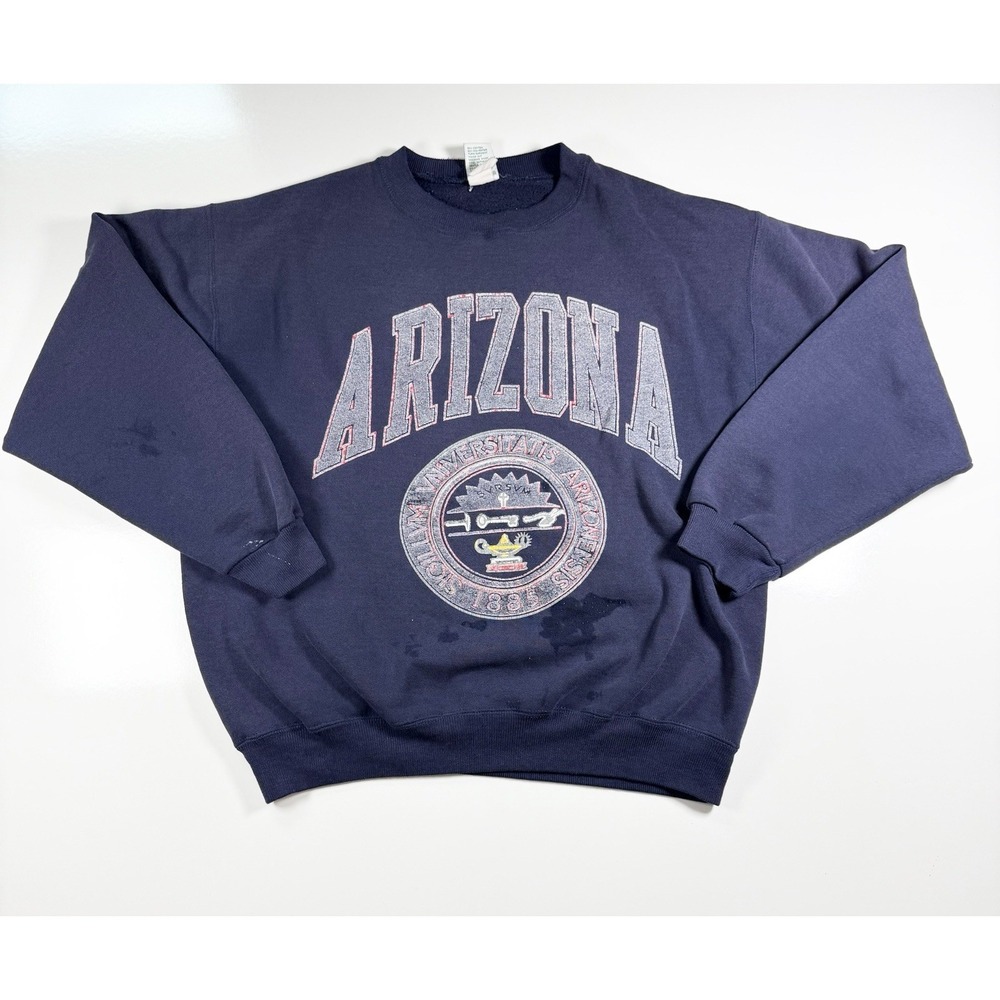 Vintage 90s University of Arizona Blue Crewneck Sweatshirt Galt Sand USA Mens L